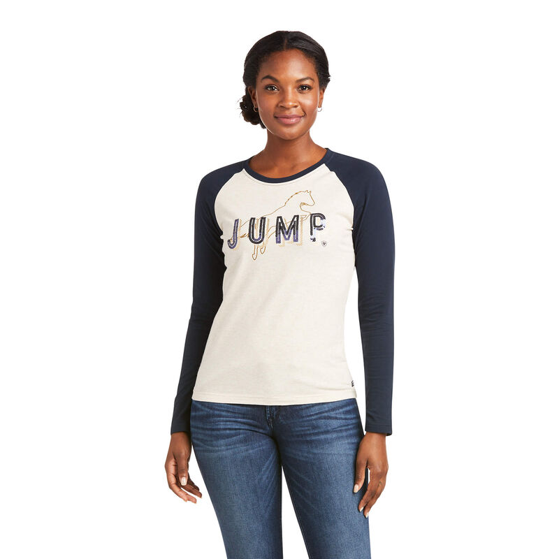 Ariat T-Shirts Damen - Jump Weiß/Navy ( UZTDF-6207 )